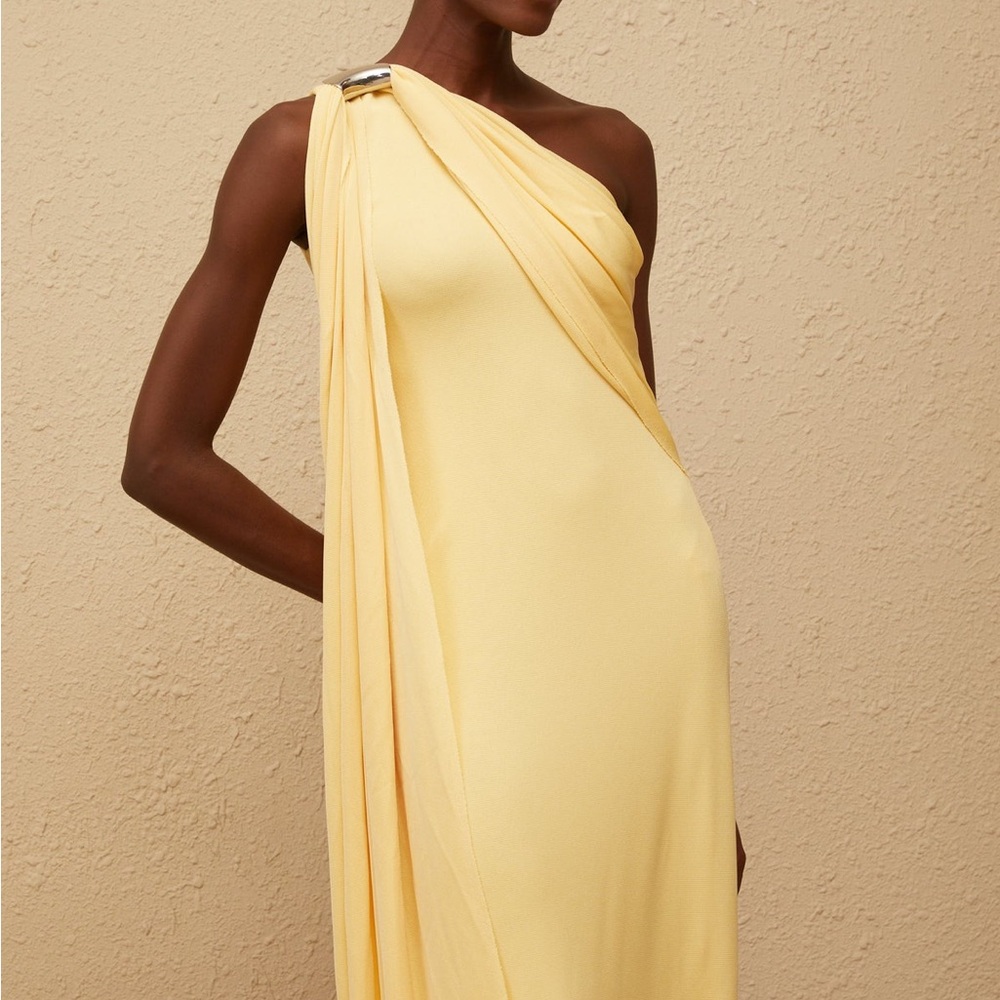 Garance Yellow Draped Asymmetrical Maxi Dress - Picture 7 of 8